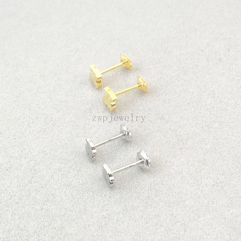 Anting-anting perak murni S925 beruang rambut kualitas tinggi dengan Logo asli untuk hadiah bayi perempuan perhiasan kerajaan beruang Spanyol