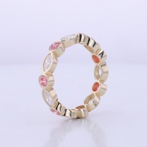 Starsgem เพชรสีชมพูทรงกลมเพชรสีขาว10K 14K เครื่องประดับทองสีเหลืองดีการออกแบบที่น่ารักแหวนหมั้นแหวนแต่งงาน - Product Image 4