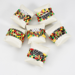 Bracelet extensible en perles Heishi pour femmes, style <span class=keywords><strong>Rasta</strong></span>, Afrique, Jamaïque, Juneteenth 2025, superposable, bohème, cadeau - Product Image 2