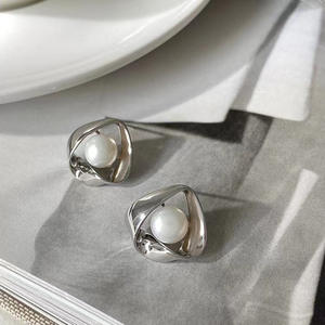 Accesorios de Plata S925 para DIY con Perlas, Bandeja Vacía con Cuentas Redondas de 7-8mm, 21908, Pendientes de Moda - Product Image 3