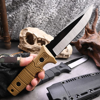 Couteau droit robuste de grande taille pour la survie, la découpe, la préparation du feu, le camping, la chasse, l'extérieur, couteau à lame fixe avec étui en nylon