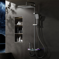 Ensemble de douche mural personnalisé chaud/froid avec affichage numérique LED et poignée chromée pour salle de bain – Vente en gros