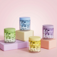 Pot en verre à large ouverture couleur macaron 180 ml, personnalisable, pour compléments alimentaires, poudre de protéines, oursons gélifiés, vitamines, capsules – Ensemble d'emballage