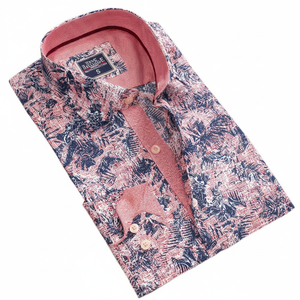 Chemise décontractée pour homme Pink Hawaii avec fermeture boutonnée dissimulée 100% coton - Product Image 2