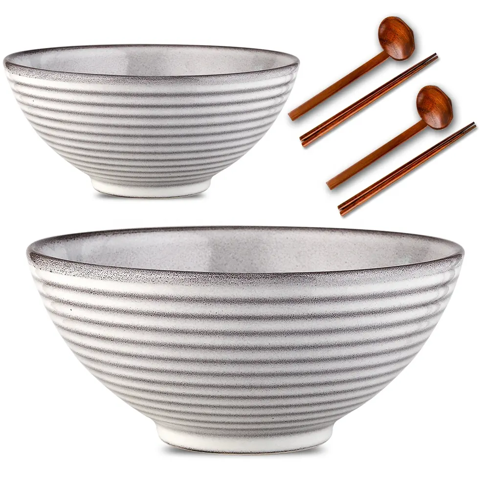 Tokyo vendita calda ciotola di Ramen in ceramica con cucchiaio di bambù e bacchette per mangiare tagliatelle