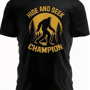 TeeUnion Hide Seek per T-shirt divertente con grafica Bigfoot, girocollo sarcastico, manica corta, vestibilità regolare, per uomo, Heather Navy - Product Image 2