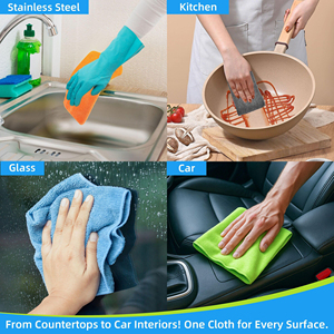 Chiffon de nettoyage en microfibre carré réutilisable à absorption d'eau supérieure pour la cuisine, la voiture et la vaisselle - Antibactérien et écologique - Product Image 4
