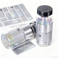 Etiqueta Holográfica de Trazabilidad para Frascos de Medicamentos de 3ml y 10ml, Etiqueta Adhesiva Impermeable Personalizada para Laboratorio Farmacéutico