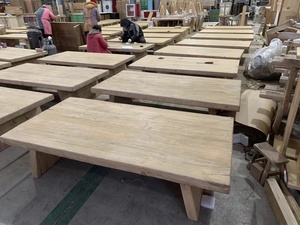 औद्योगिक प्राचीन देहाती ठोस पुनर्नवीनीकरण स्लैब लकड़ी लाइव बढ़त रेस्तरां खाने की मेज - Product Image 3