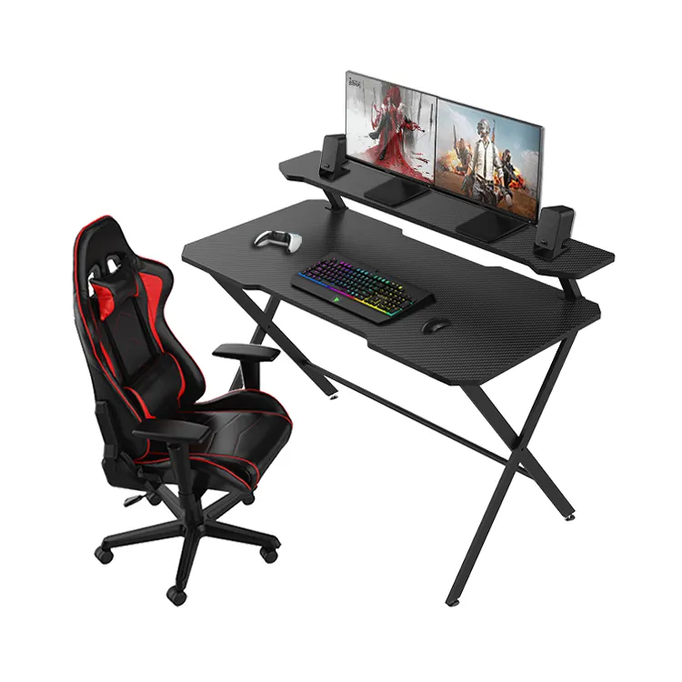 Mesa de Juegos de ordenador con soporte, escritorio de juegos de e-sports, color negro, con estante de Monitor