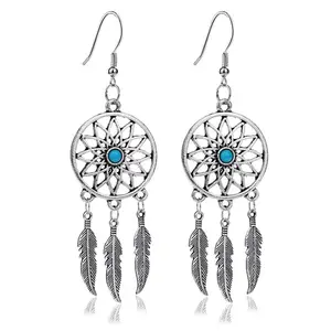 Bohemian Ethnic Style Tassel Earrings Custom Long Feather Dangle Earrings Fashion Design Jewelry