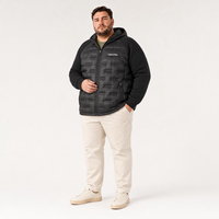 Chaqueta Acolchada Casual para Hombre, 90% Plumón, con Capucha, Cierre Completo, Bolsillos, Mangas Tejidas, Invierno, Tallas Grandes y Extra Grandes, 6XL 7XL