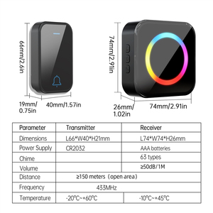 Cross-border multi-country universal wireless doorbell, home <b>battery</b> model, color <b>light</b>, long-distance <b>wall</b>-penetrating elderly - Product Image 1