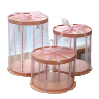 Boîte à gâteau ronde jetable et recyclable personnalisée avec fenêtre transparente, emballage en plastique de qualité alimentaire pour anniversaire, mariage, boulangerie