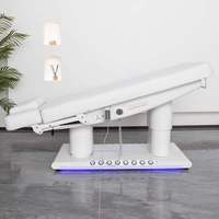 Lit de Soin Visage et Cils Électrique Inclinable Tout Blanc de Luxe, 4 Moteurs, Commande au Pied, Mobilier Moderne pour Salon de Beauté