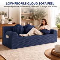 Großhandel Blaues 3-Sitzer Cloud-Sofa Tiefe Sitzfläche Kompakte Wohnung Plüsch-Chenille-Sofa Wohnzimmer-Sofa