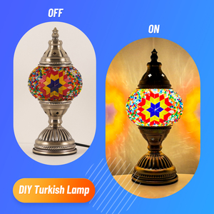 Lámpara de Mesa de Mosaico de Vidrio Turco Hecha a Mano, de Color Original, Sin Corte - Ideal para Actividades de Formación de Equipos, <span class=keywords><strong>Padres</strong></span> e Hijos y Parejas - Product Image 3