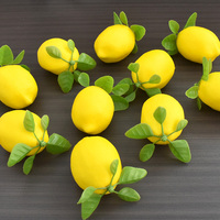 Citron artificiel réaliste avec feuilles, simulation réaliste de citron jaune, faux fruit pour accessoires de photographie, décoration de cuisine et de fête