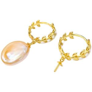 Base para Pendientes de Plata S925 con Soporte para Perlas DIY, Hebilla de Hoja para Perlas Redondas de 8-12mm, Accesorios 21179 - Product Image 5