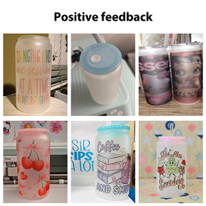 Bán buôn số lượng lớn 16oz thăng hoa màu rõ ràng thủy tinh có thể màu thạch cốc cà phê uống Tumblers với đầy màu sắc nắp nhựa - Product Image 6