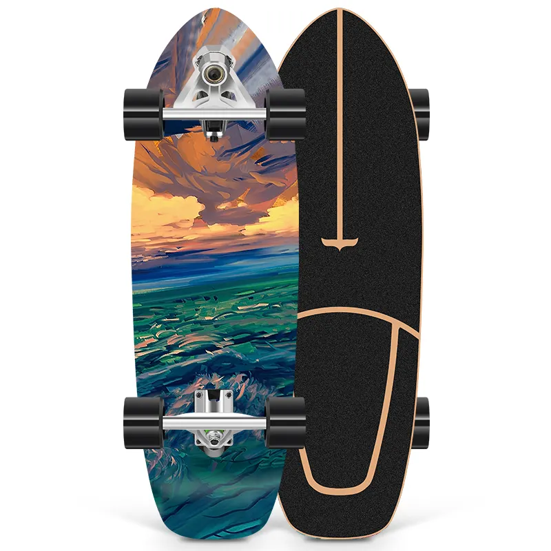 32 Zoll aktueller Hersteller individuelles Longboard Maple-Holz-Skateboards Surf-Skateboard für Kinder und Anfänger