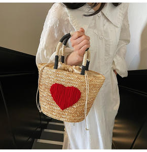 Verano moda estilo al aire libre bordado playa Mujer bolso diferentes tamaños mujeres hombro paja tejido bolsos - Product Image 4