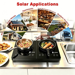 Cuisinière solaire à induction portable à double brûleur en acier inoxydable, étanche, pour le <span class=keywords><strong>camping</strong></span> en plein air, les <span class=keywords><strong>camping</strong></span>-cars, hors réseau, cuisinière <span class=keywords><strong>électrique</strong></span> - Product Image 4