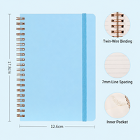 Cuaderno de tapa dura con espiral, logotipo personalizado, ecológico, A5, papel rayado de 7 mm, banda elástica, bolsillo interior, útiles escolares y de oficina