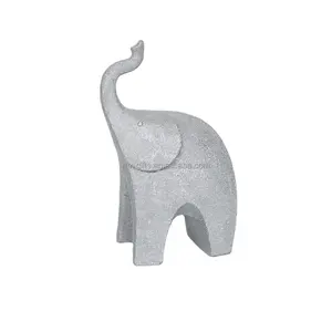 Quanzhou Creative Gifts Resin Silver Elephant With Glitter Home Decoration Lucky Elephant Figurine