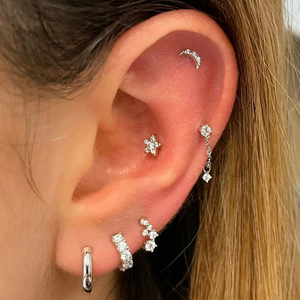 CANNER Joyería de Plata de Ley al por Mayor, Pendientes de Aro Pequeños con Circonita Cúbica y Cristal Mini Chapados en Oro de 18k para Mujer - Product Image 4