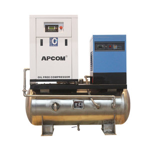 Compresseur d'air à spirale injecté d'huile APCOM 2,2-11 kW 8-16 bars, pompe à air stationnaire silencieuse avec réservoir 50/60 Hz monophasé et triphasé - Product Image 3