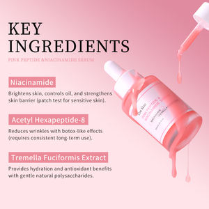 개인 라벨 보습 안티 에이징 미백 피부 관리 글로우 나이아신아마이드 페이스 핑크 펩타이드 세럼 - Product Image 3