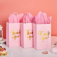 Bolsas de Regalo de Papel con Asas, Color Rosa y Dorado, con Diseño de Papel de Aluminio, para el Día de la Madre, Bodas, Baby Shower, Cumpleaños