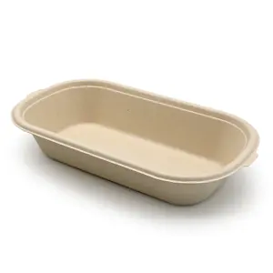 100% Natural 24oz Bagasse Bowl Disposable Biodegradable Sugarcane Pulp Takeaway Square Bowl