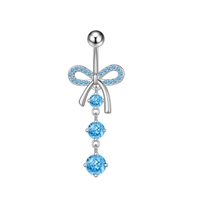 Edelstahl-Bauchnabelringe mit Schleife und Zirkonia, Körperschmuck für Damen, bauchnabelhängend, Party- und Hochzeitsgeschenk, titanbeschichtet