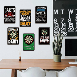 Lustiges Dart-Bar Metallschild, Da Es Verboten Ist, Steine auf Menschen zu Werfen, Humorvolle Pub-Mancave Wanddekoration für Spielzimmer - Product Image 3