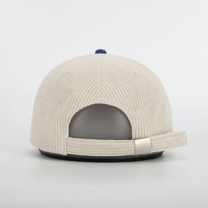 Casquette de baseball ajustable en velours côtelé à 6 panneaux bicolore personnalisée, casquette à visière incurvée unie, casquette de papa en velours côtelé avec logo brodé - Product Image 5