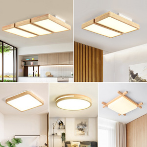Factory on Sale Wooden Nordic LED Log Ceiling <b>Lamps</b> Nordic Tatami Rectangular Ceiling <b>Lamp</b> for Living Room Bedroom - Product Image 3