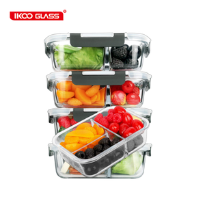 5-Pack Glass Meal Prep Containers 3 Compartment with Lids Glass Lunch Containers Food Prep Lunch Box