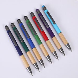 Nouveau stylo bille 2-en-1 en bambou et métal, couleurs personnalisées, logo, largeur d'écriture 1,0 mm, écran tactile, cadeau publicitaire original - Product Image 1