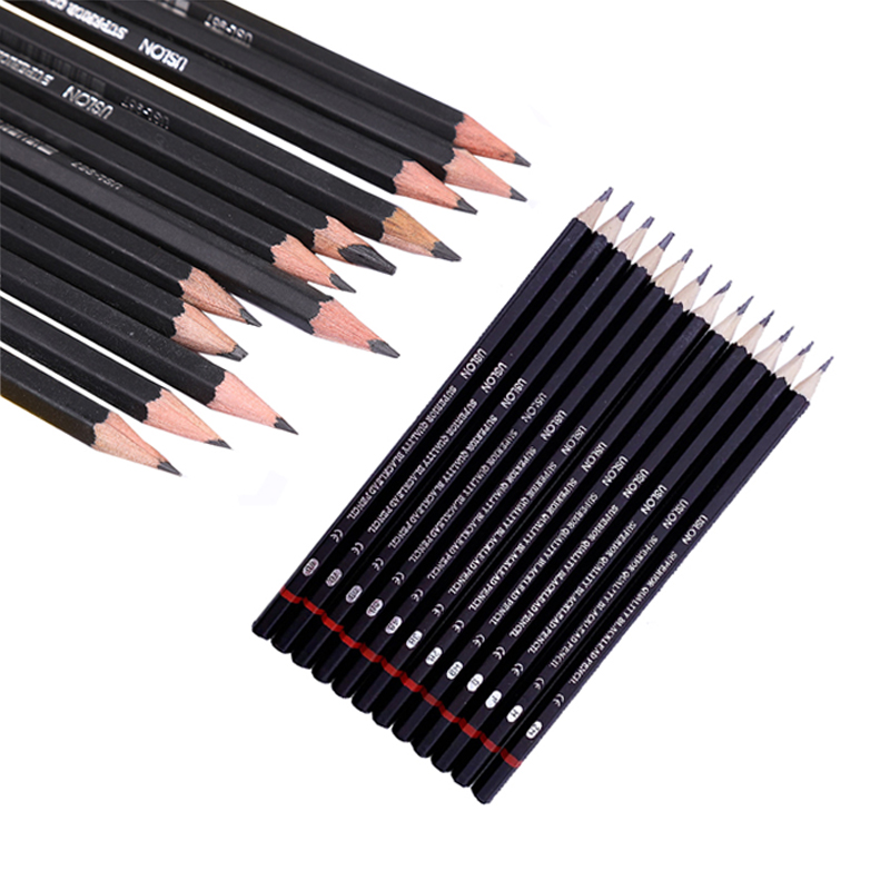 2H-8B Sketch Pencil Set Art Drawing Pencil Iron Boxed Stationery 12 Iron Boxed