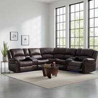 Canapé d'angle inclinable en cuir Air Leather de style européen moderne Frank Furniture avec structure en bois et éclairage LED pour salon