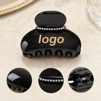 Pince à cheveux en acétate Ume avec logo personnalisé, 5,7 cm, strass, écaille de tortue, petite pince à cheveux pour femmes, accessoires pour cheveux en gros