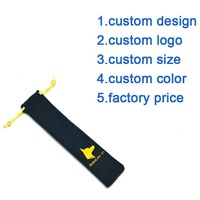 Haute qualité noir microfibre tissu petit cordon sourcil crayon stylo pochette/sacs emballage