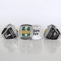 2024 Fantasy League Champion (Elite Design) Bague de championnat NOM PERSONNALISÉ (2 côtés personnalisés)-FoxRings Football FFL exclusif