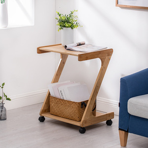 Mesa auxiliar para sofá en forma de Z con estante de almacenamiento, mesa de centro móvil para sala de estar, dormitorio, diseño minimalista moderno - Product Image 2