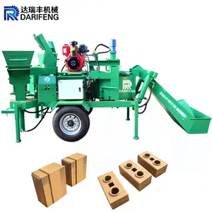 M7MI Twins mobile diesel engine hydraulic red clay interlocking brick making machine soil brick wall building machine price list