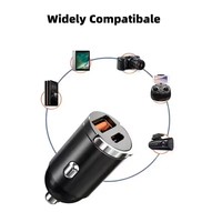 Chargeur de Voiture USB C en Métal, Poignée Anneau, 100W Super Rapide, Plus Petit, Allume-Cigare