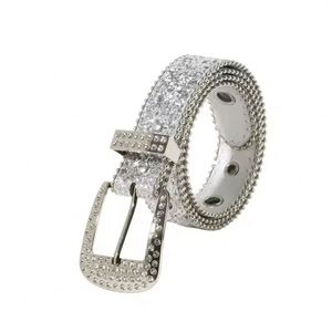 Ceinture en cuir large vintage décontractée pour femmes avec paillettes en strass Boucle en alliage de style coréen élégant Ceinture de taille quotidienne pour jean - Product Image 6