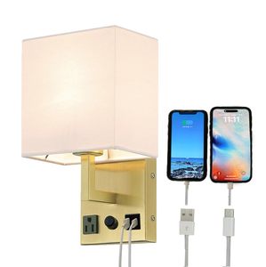 <span class=keywords><strong>Lampe</strong></span> <span class=keywords><strong>murale</strong></span> de chevet moderne en métal doré avec ports de charge USB, éclairage décoratif intérieur pour chambre à coucher - Product Image 4